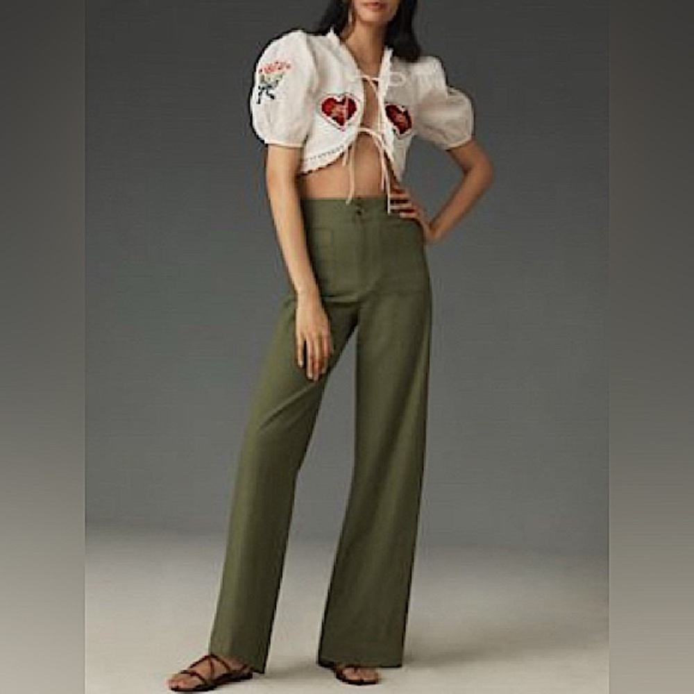 Maeve The Colette linen full-length wide-leg pants- 31 tall